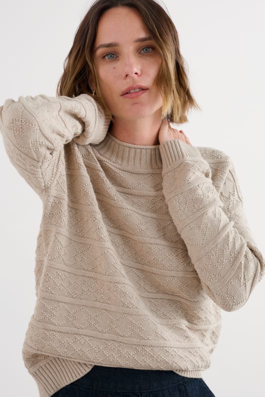 penkestle knitted jumper contains recycled cotton