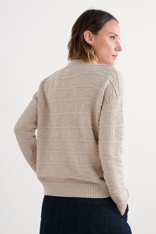 penkestle knitted jumper contains recycled cotton